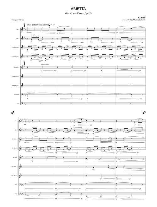 Arietta, Lyric Pieces - E.Grieg - Transcribed for Wind Ensemble
