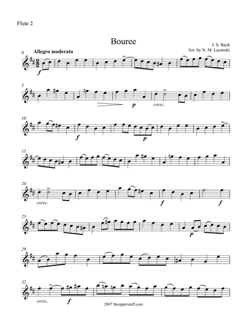 Bouree (Arr. Nick Lacanski) - Bach, J. S. (Flute Solo)