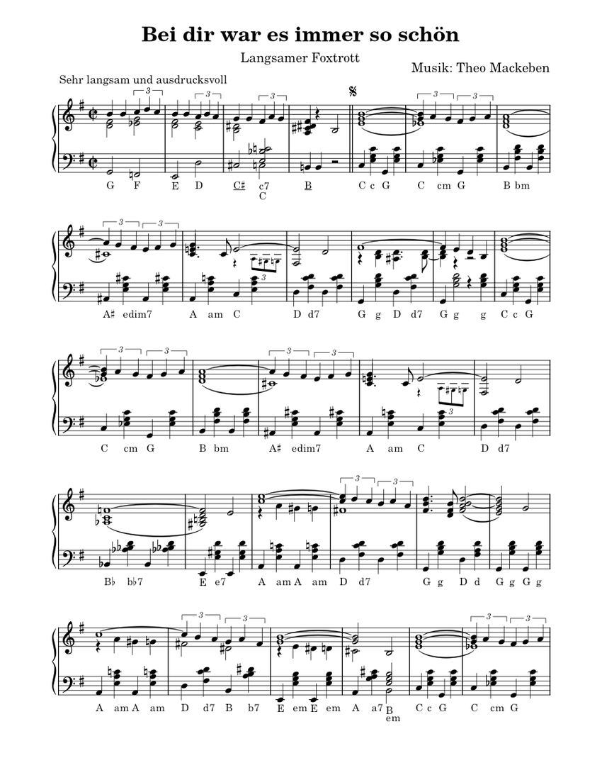 Bei dir war es immer so schön Theo Mackeben Sheet music for Accordion