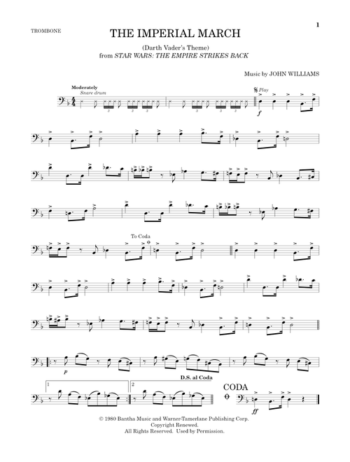 The Imperial March (Darth Vader's Theme) (from Star Wars: The Empire Strikes Back) - John Williams (Trombone Solo)
