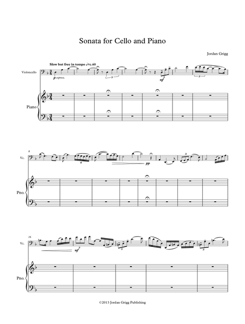 Sonata for Cello and Piano - Jordan Grigg (Cello and Piano)