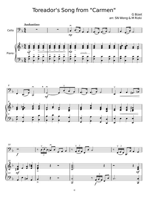 Toreador's Song – G Bizet