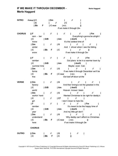 If We Make It Through December (Arr. Bronson Ferdinand Wright) - Merle Haggard (Guitar Chords-Lyrics)