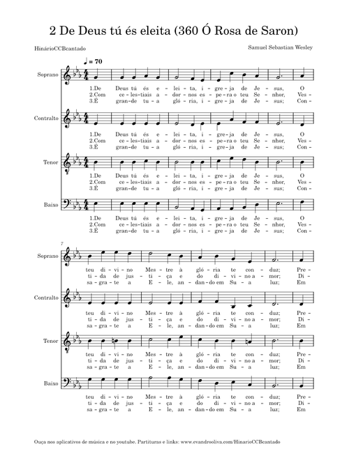 De Deus tú és eleita (CCB Hino 2) Hinário CCB cantado