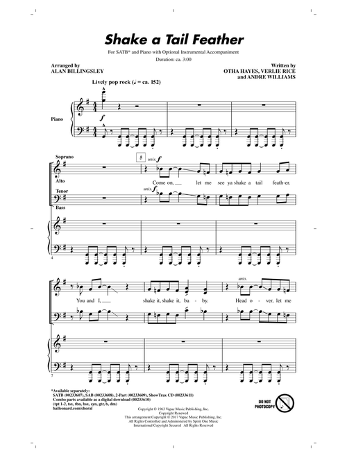 Shake A Tail Feather (Arr. Alan Billingsley) - Ray Charles, Andre Williams (Choral, SATB)