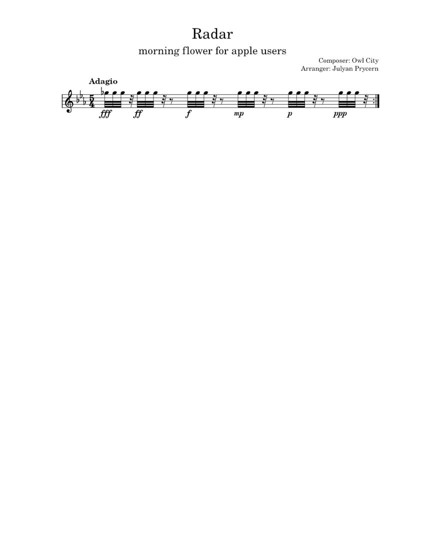 Radar owl city apple ringtone sheet music for synthesizer solo