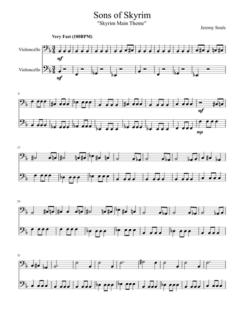 Sons of Skyrim (Cello duet)
