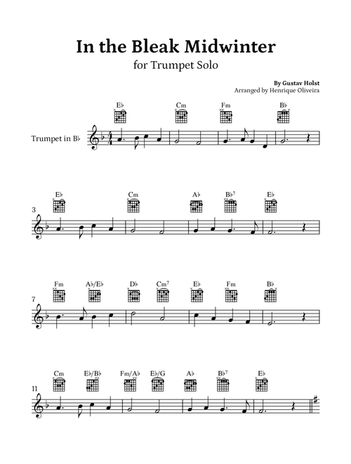In the Bleak Midwinter (Trumpet Solo) - Beginner Level (Arr. Henrique Oliveira) - Gustav Holst (Trumpet Solo)
