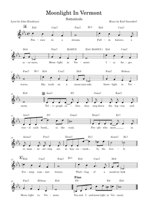 ボーカル　ビッグバンド譜面：Moonlight In Vermont ボーカル ビッグバンド譜面：Moonlight In Vermont Moonlight In