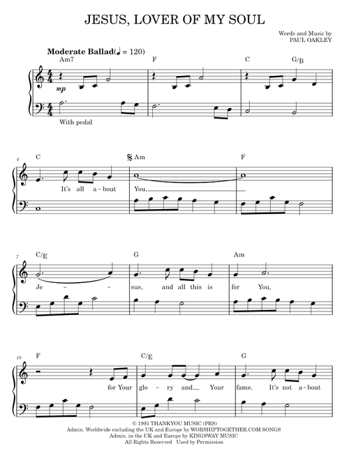 Jesus, Lover Of My Soul - Passion Band (Easy Piano)
