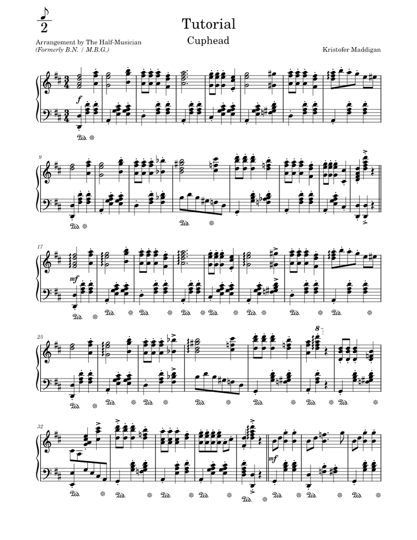 Tutorial (Cuphead) Sheet Music for Piano (Solo)