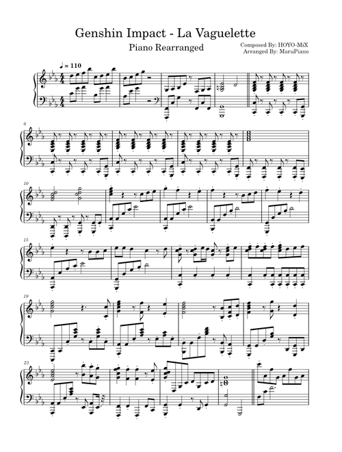 Genshin Impact - La vaguelette - Piano Rearranged