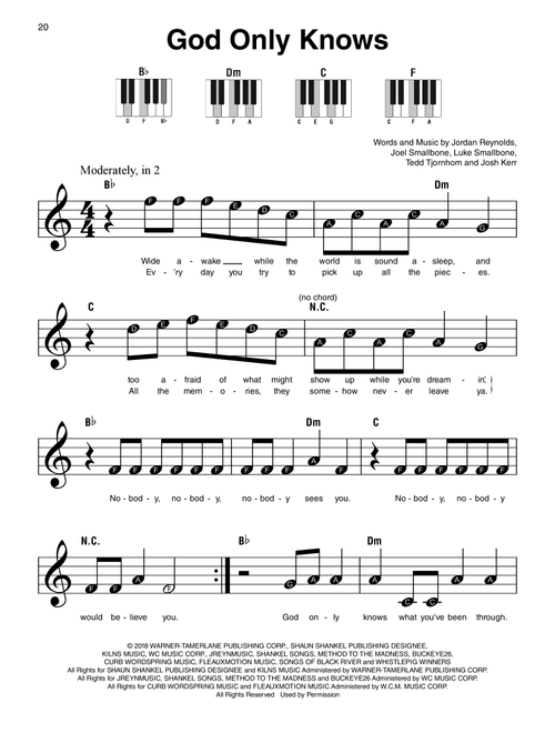 God Only Knows - for KING & COUNTRY (Super Easy Piano)