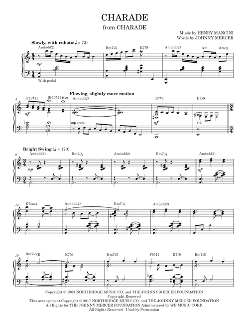 Charade [Jazz version] - Andy Williams, Henry Mancini, Sammy Kaye (Piano Solo)