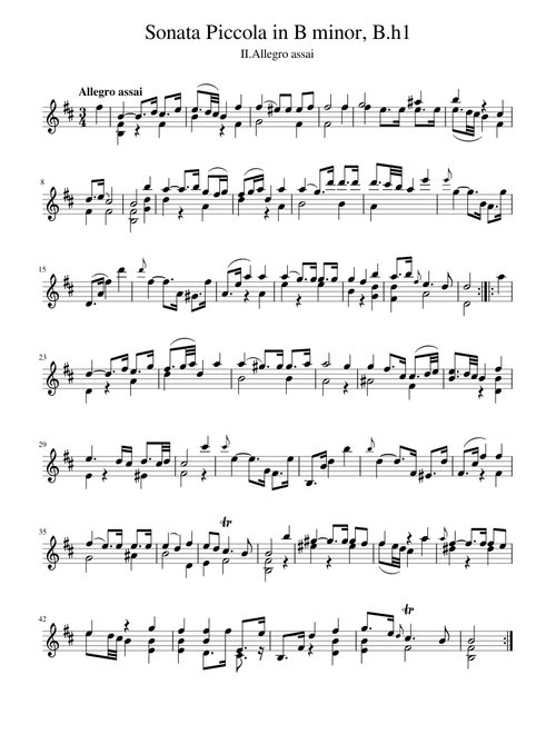 Giuseppe Tartini - Sonata Piccola in B minor, B.h1 II.Allegro assai