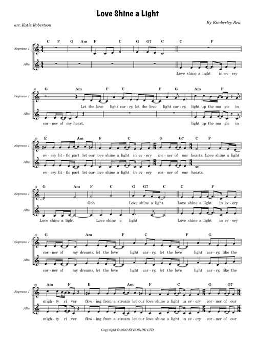 Love Shine A Light (Arr. Katie Robertson) - Katrina And The Waves (Choral, SSA)