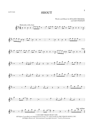 Shout - Tears For Fears - Sheet Music with Chords for Piano