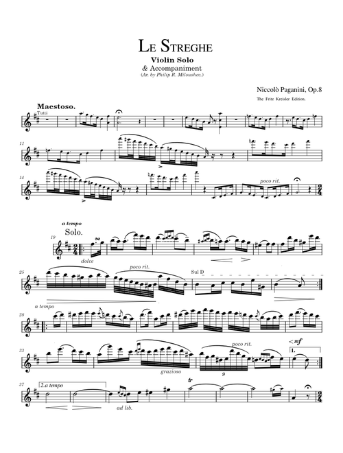 Le Streghe - Paganini, Op.8 (With Accompaniment) .
