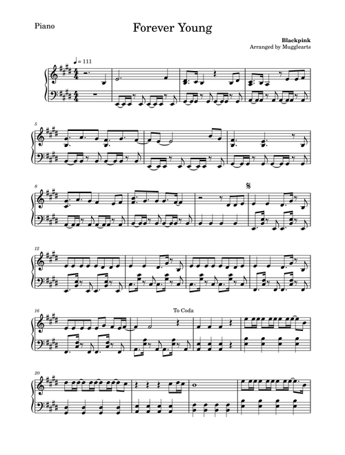 Forever Young (Arr. Mugglearts) - BLACKPINK (Piano Solo)