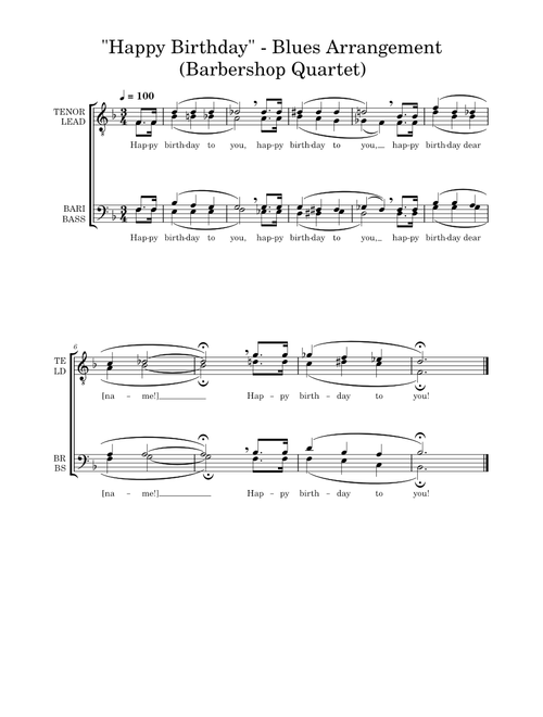 "Happy Birthday" - Blues Arrangement (Barbershop Quartet)