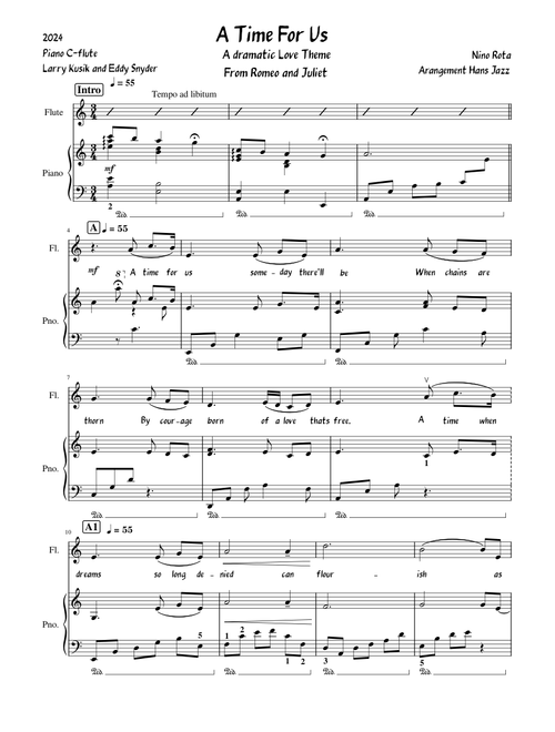 A Time For Us (Love theme) (Piano C-flute) dramatic arr.