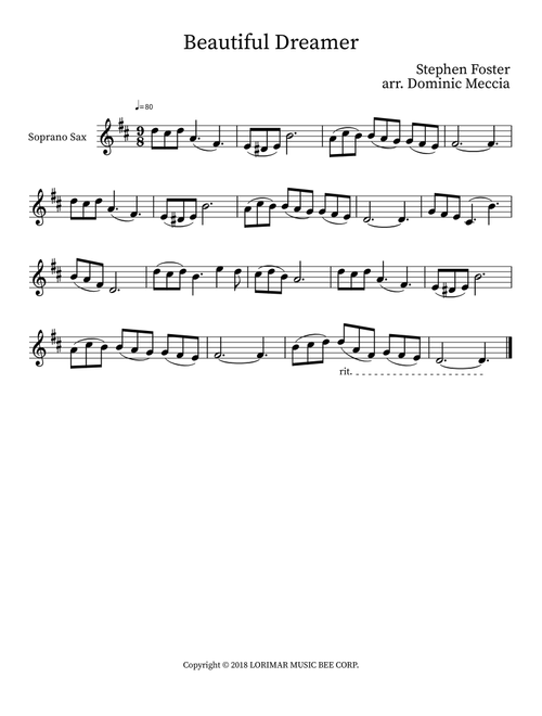 Beautiful Dreamer (Arr. Dominic Meccia) - Stephen Collins (Dp) Foster, Stephen Collins Foster, Alexander M. Courage (Soprano Sax Solo)