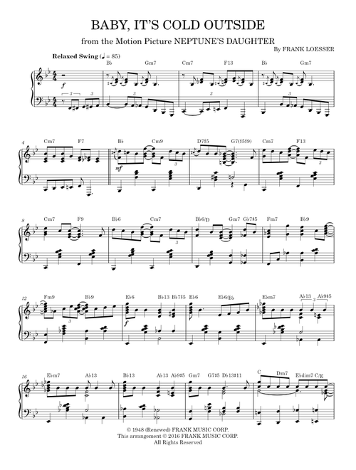 Baby, It's Cold Outside - Frank Loesser (Piano Solo)