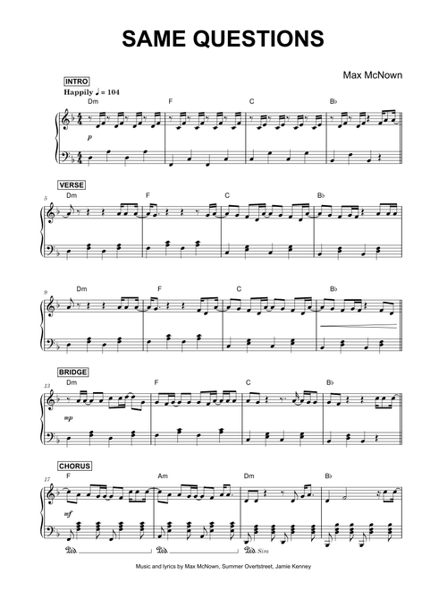 Same Questions - Max McNown (Piano)