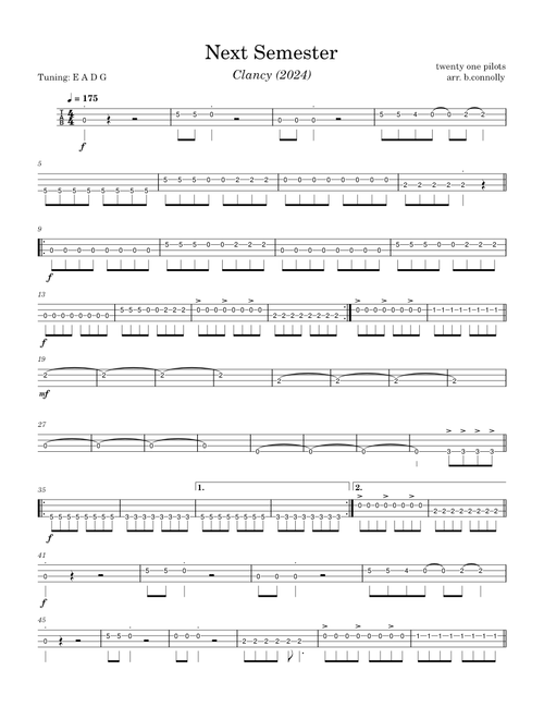 Next Semester – Twenty One Pilots (BASS TAB) **change audio source**