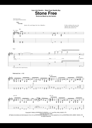 Play Official version of Stone free Sheet Music by Jimi Hendrix