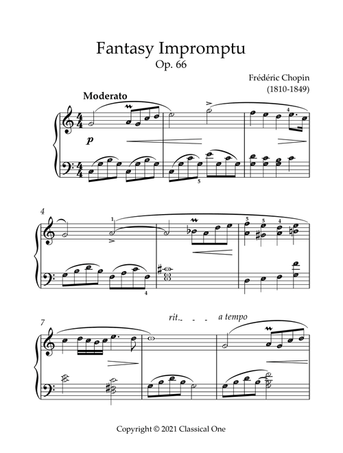 Chopin - Fantasy Impromptu(With Note name) (Arr. MPS) (Easy Piano)