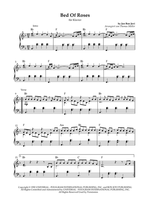 Bed Of Roses (Arr. Thomas Müller) - Bon Jovi (Piano Solo)