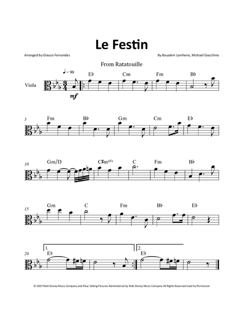 Le Festin (Arr. Glauco Fernandes) - Michael Giacchino, Boualem Lamhene (Viola Solo)