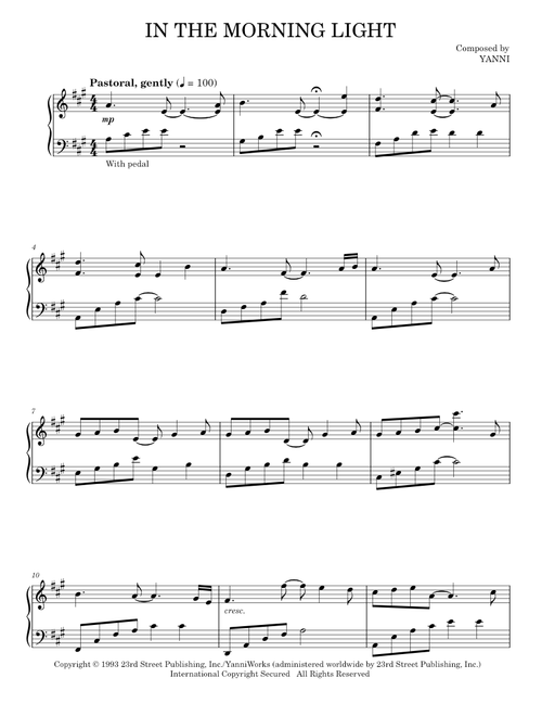 In the morning light - Yanni (Piano Solo)