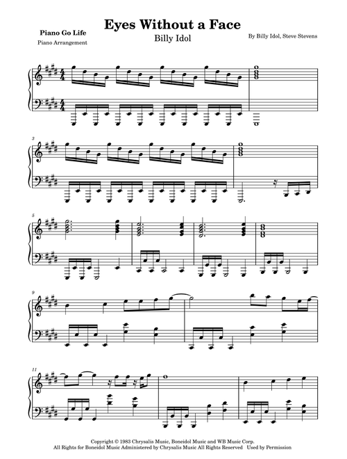 Eyes Without A Face (Arr. Piano Go Life) - Billy Idol (Piano Solo)