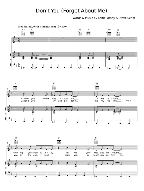 Don't You (Forget About Me) - Keith Forsey and Steve Schiff
