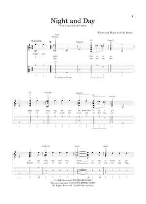 Night And Day Sheet Music with Chords for Guitar (Solo