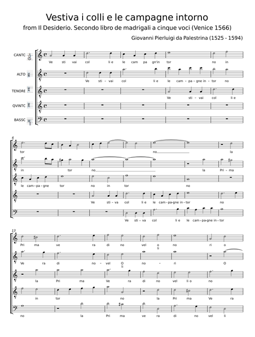 Vestiva i colli e le campagne intorno - Giovanni Pierluigi da Palestrina