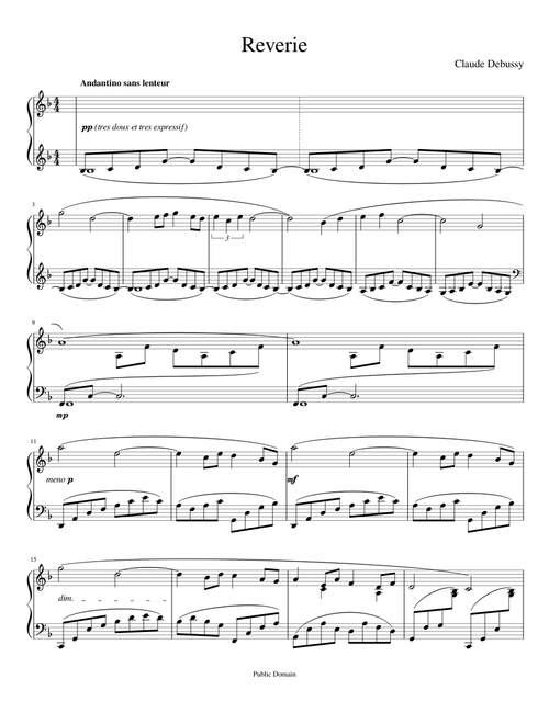 Reverie - Debussy ~ as written