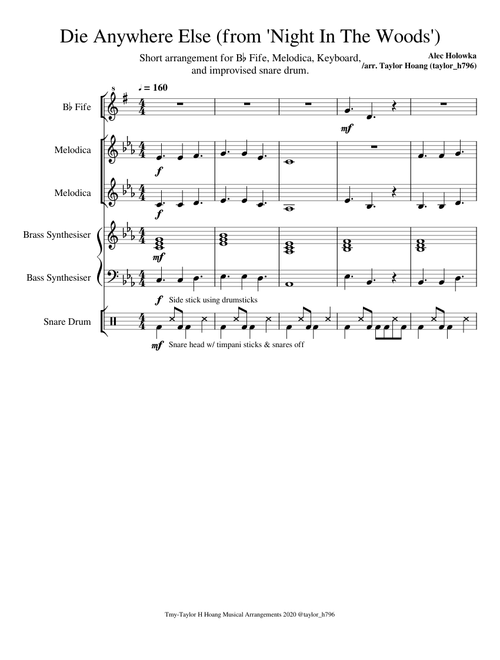 Die Anywhere Else (from 'Night In The Woods'), Short Arrangement by @taylor_h796