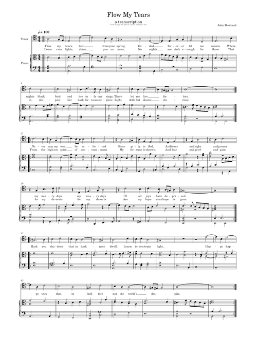 Flow my tears (a transcription for piano and singer) – John Dowland