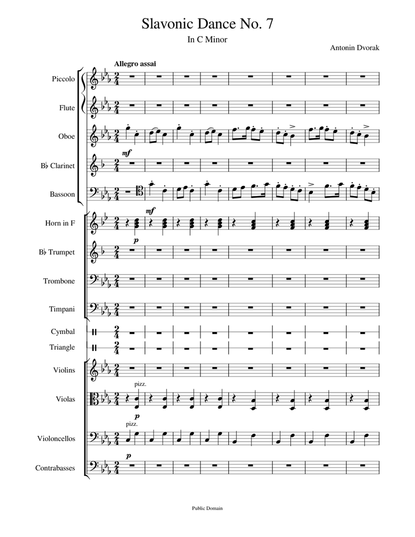 Slavonic Dance No. 7 - Antonin Dvorak Sheet Music for Trombone
