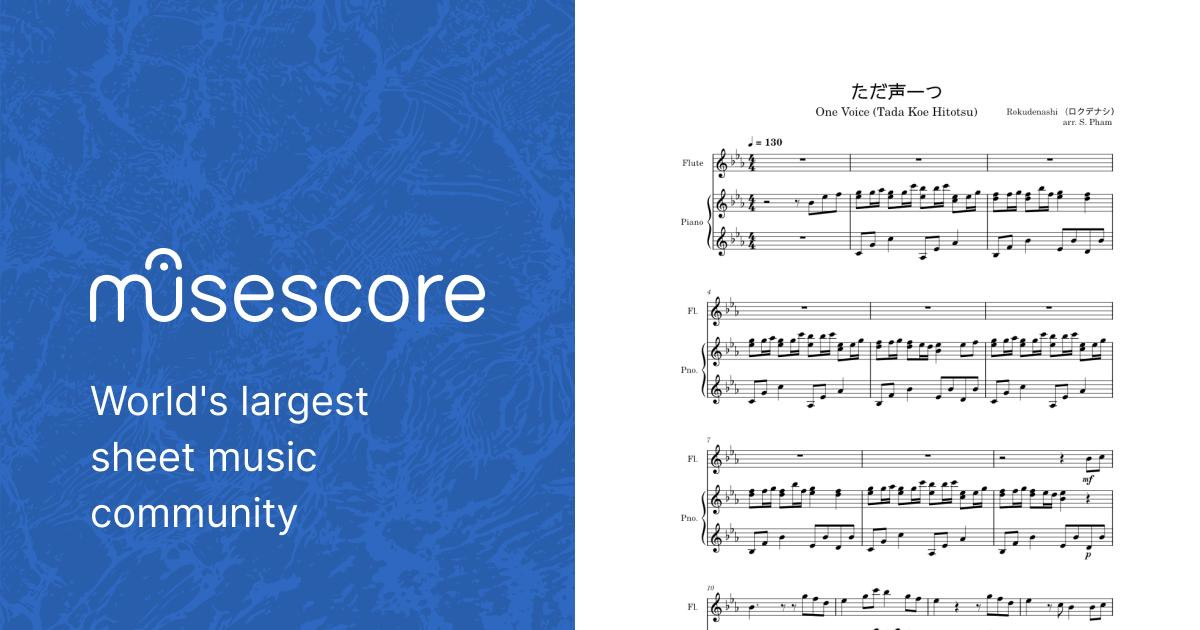 Rokudenashi - Tada Koe Hitotsu (One Voice) Sheet Music for