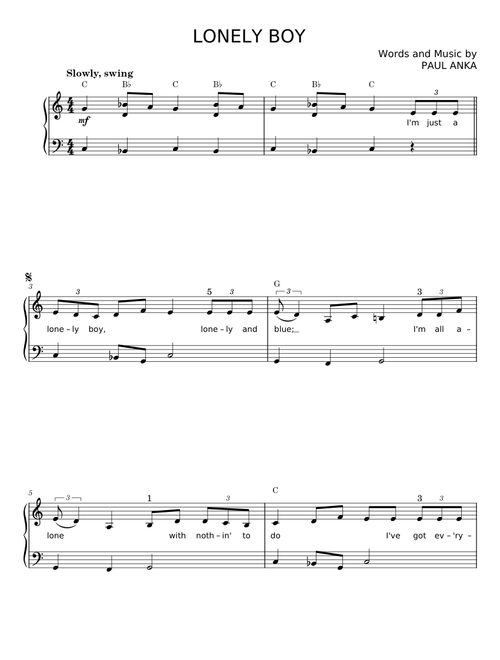 Lonely boy - Paul Anka