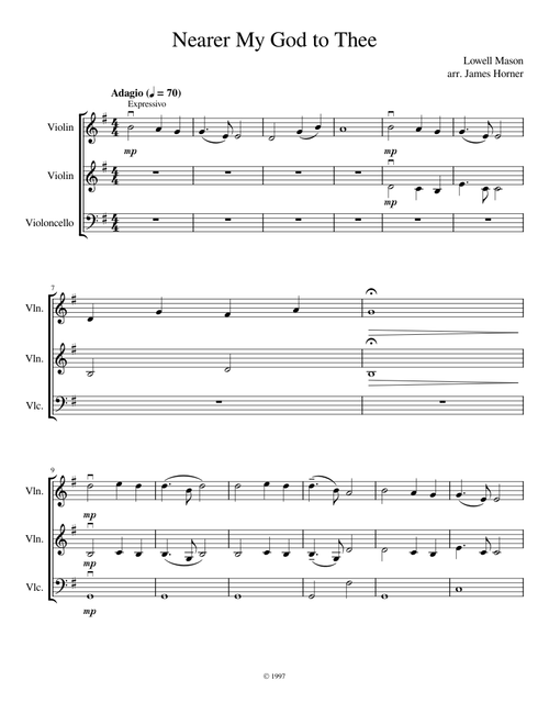 Nearer My God to Thee for 2 Violin an Cello