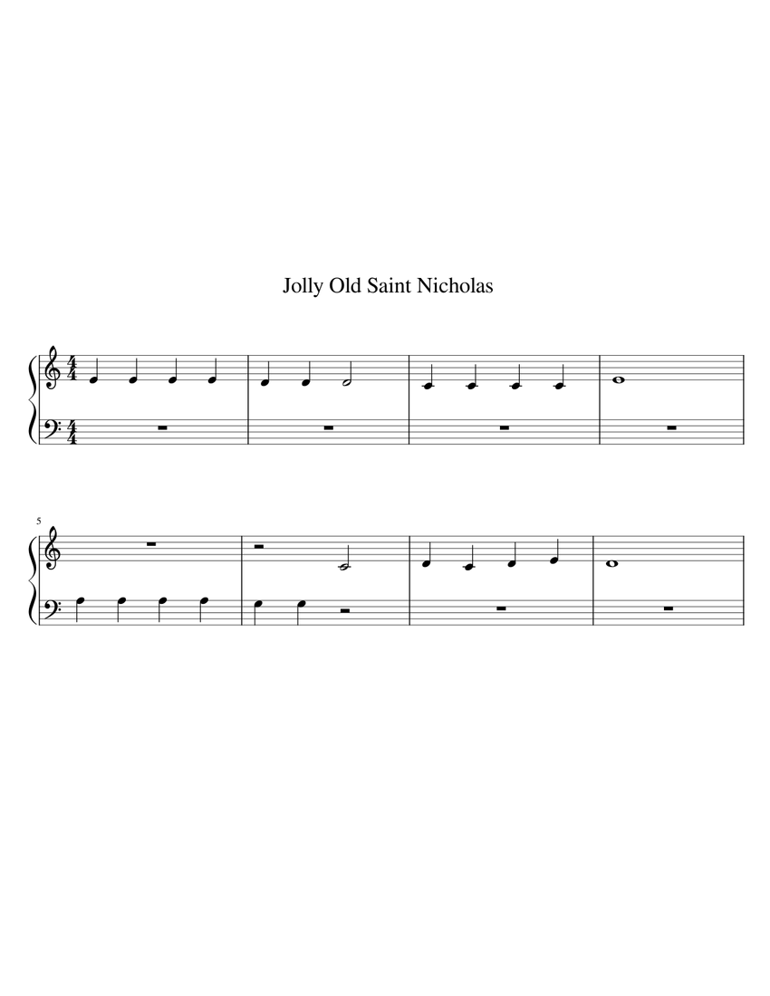 Jolly Old Saint Nicholas Sheet Music for Piano (Solo) easy | MuseScore.com