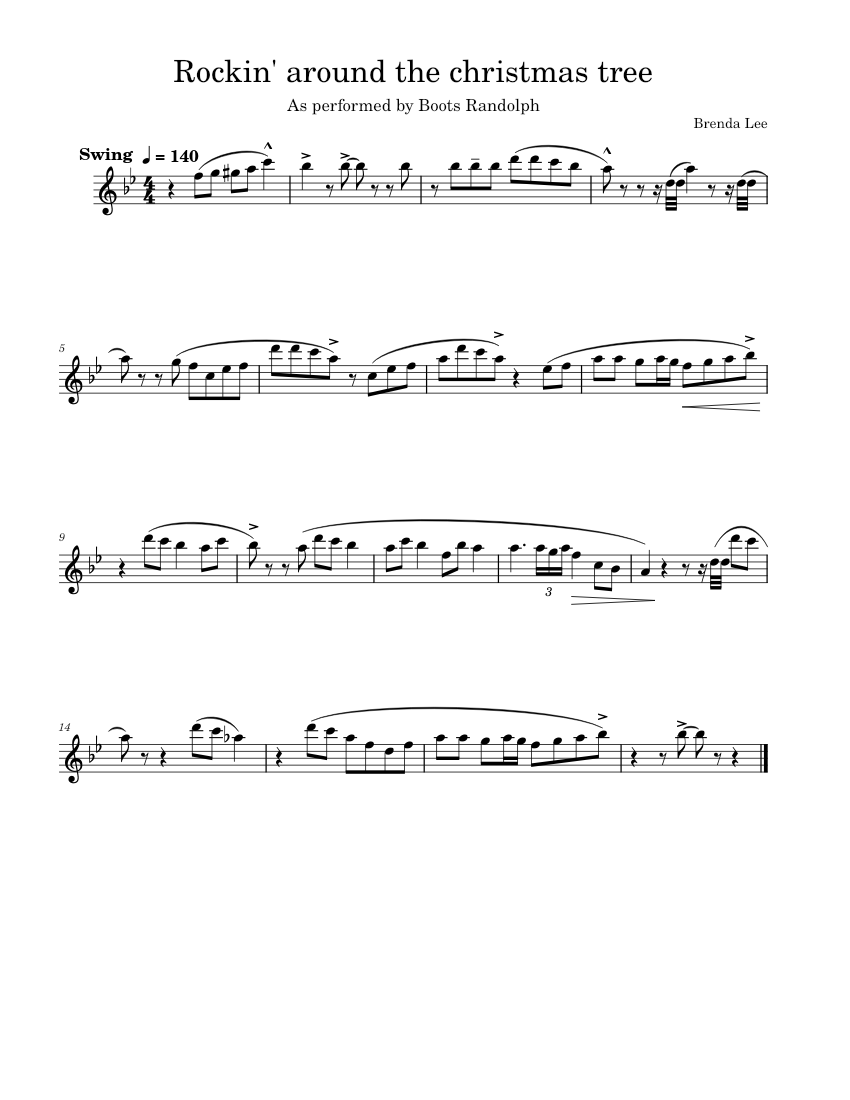 Rockin around the Christmas Tree Sax Solo Sheet music for Saxophone tenor (Solo)