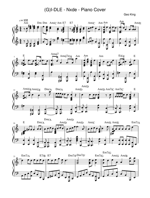 Nxde (Arr. Gregory King) - (g)i-dle (Easy Piano)