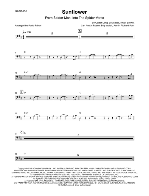 Sunflower (Arr. Paulo Fávari) - Post Malone & Swae Lee (Trombone Solo)