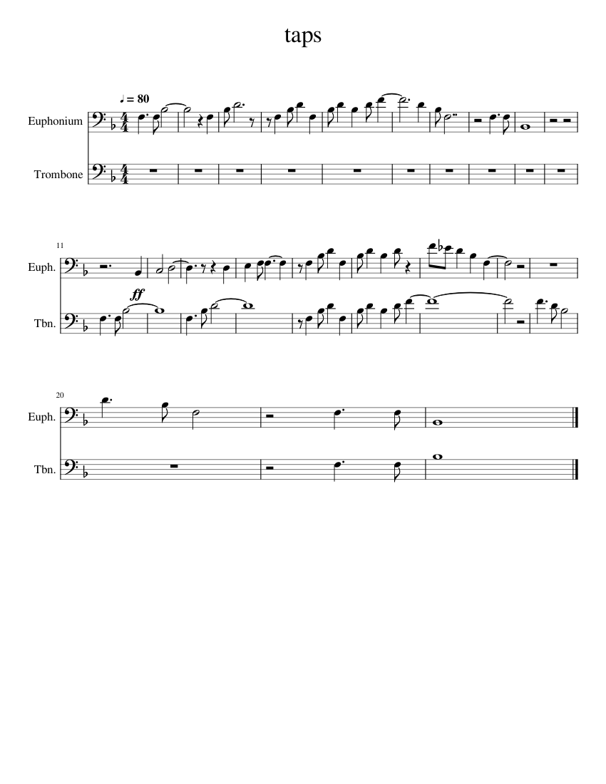 taps for euphonium and trombone Sheet Music for Trombone, Euphonium ...